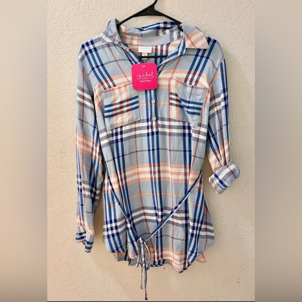 Isabel Plaid Maternity Top